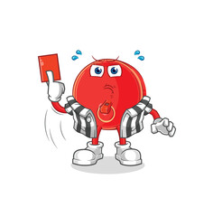 power button referee with red card illustration. character vector