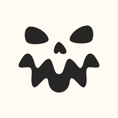 Scary face silhouette, flat vector illustration. Halloween pumpkin Lantern Jack cartoon character. Trick or treat mask design template