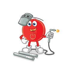 Fototapeta premium power button welder mascot. cartoon vector