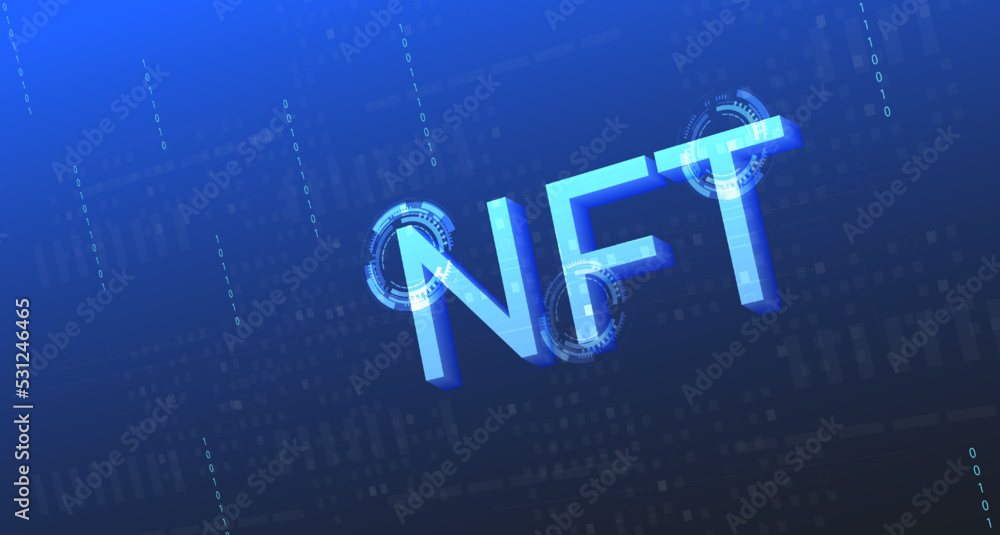 Aufkleber concept of nft ,non-fungible token with network vector on dark background. vector illustration conce
