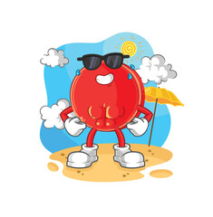 Naklejka premium power button sunbathing in summer. character vector