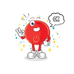 power button agree mascot. cartoon vector