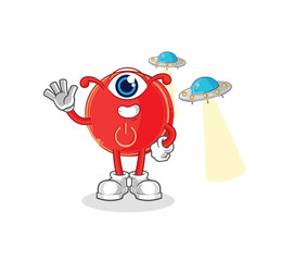 power button alien cartoon mascot vector