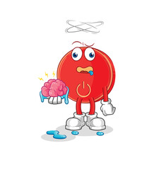 power button no brain vector. cartoon character