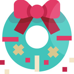 christmas floral garland flat icon illustration