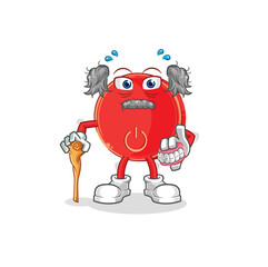 power button white haired old man. character vector