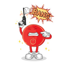 power button warning shot mascot. cartoon vector