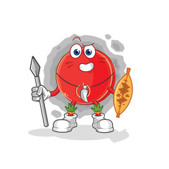 power button african tribal fighter mascot. cartoon vector