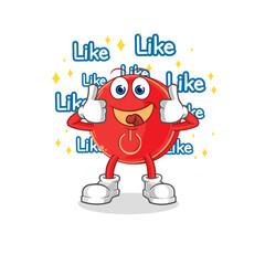 power button give lots of likes. cartoon vector