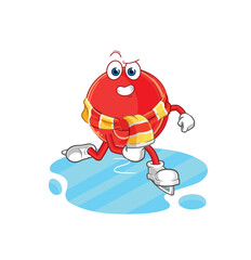 Obraz na płótnie Canvas power button ice skiing cartoon. character mascot vector