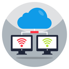 Editable design icon of cloud connected computer 