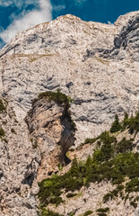 Fascinating 3D human face in a rock at the famous Gramai Alm, Achensee, Tyrol, Austria
