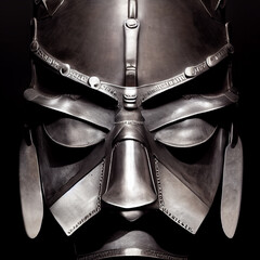 Silver metal Samurai Mask Bushido Art metallic full shot
