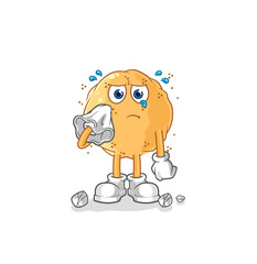 sand ball cry with a tissue. cartoon mascot vector