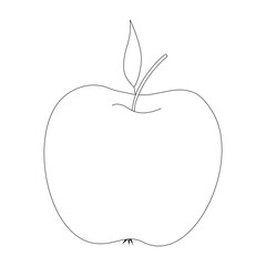Contoured apple in the doodle style. Simple hand drawn fruits