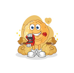 sand ball propose with ring. cartoon mascot vector