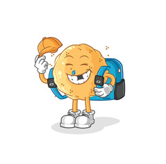 sand ball goes to school vector. cartoon character