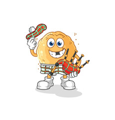 Obraz premium sand ball scottish with bagpipes vector. cartoon character