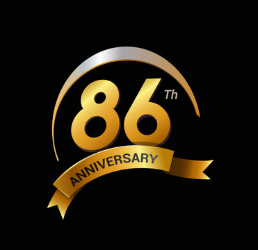 86 years golden with swoosh anniversary logo celebration