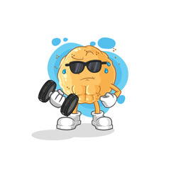 sand ball lifting dumbbell vector. cartoon character