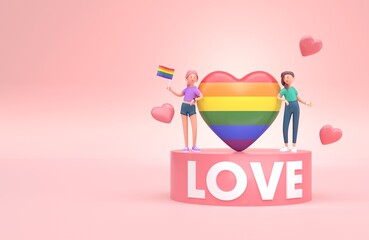 LGBT Pride March. 3D Illustration