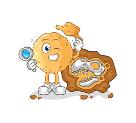 sand ball archaeologists with fossils mascot. cartoon vector