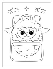 School bag coloring page for kids