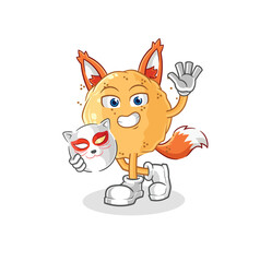 sand ball japanese fox character. cartoon mascot