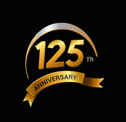 125 years golden with swoosh anniversary logo celebration