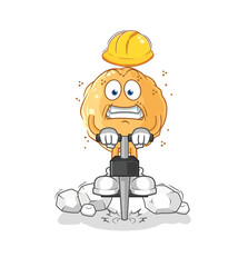 sand ball drill the ground cartoon character vector