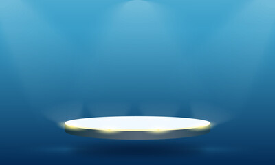 Glowing podium on a blue background with lanterns