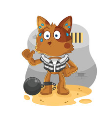 dog criminal in jail. cartoon character