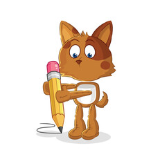 dog write with pencil. cartoon mascot vector