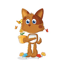 dog with a flower pot. character vector