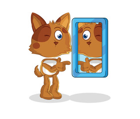 dog looking into mirror cartoon. cartoon mascot vector