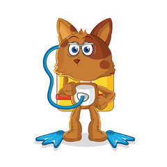 dog diver cartoon. cartoon mascot vector
