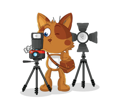 dog photographer character. cartoon mascot vector