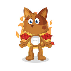 dog demon with wings character. cartoon mascot vector