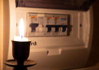 candle and electrical switches, electricity cut-off