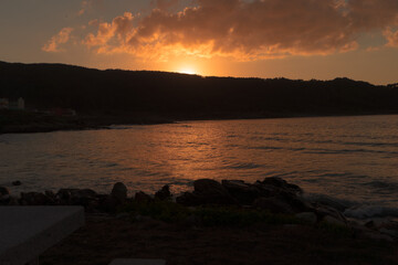 Fototapeta na wymiar sunset Arou beach golden hour