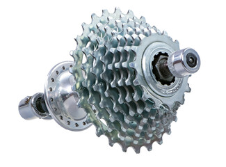 Closeup of an isolated sprocket wheel of a bike