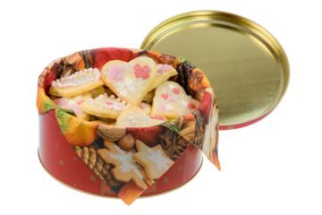 Closeup of isolated sweet Christmas Cookies in heart shape