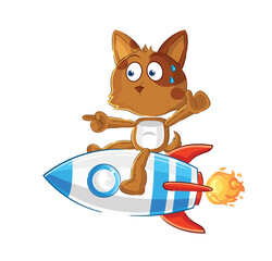 Fototapeta premium dog ride a rocket cartoon mascot vector