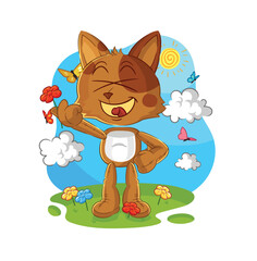 dog pick flowers in spring. character vector