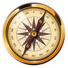 Compass with windrose isolated, retro 3d icon illustration.