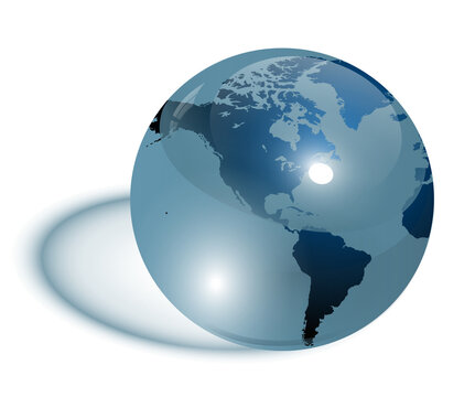 Earth blue with shadow, 3d icon illustration.