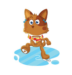 dog ice skiing cartoon. character mascot vector