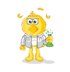 chick scientist character. cartoon mascot vector