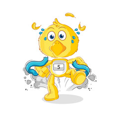 chick runner character. cartoon mascot vector