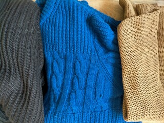knitted sweater with a scarf